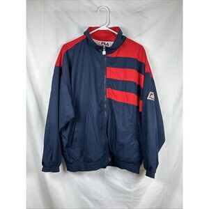Vtg 90’s Fila USA Windbreaker Jacket Men’s Large Embroidered Flag Navy Blue